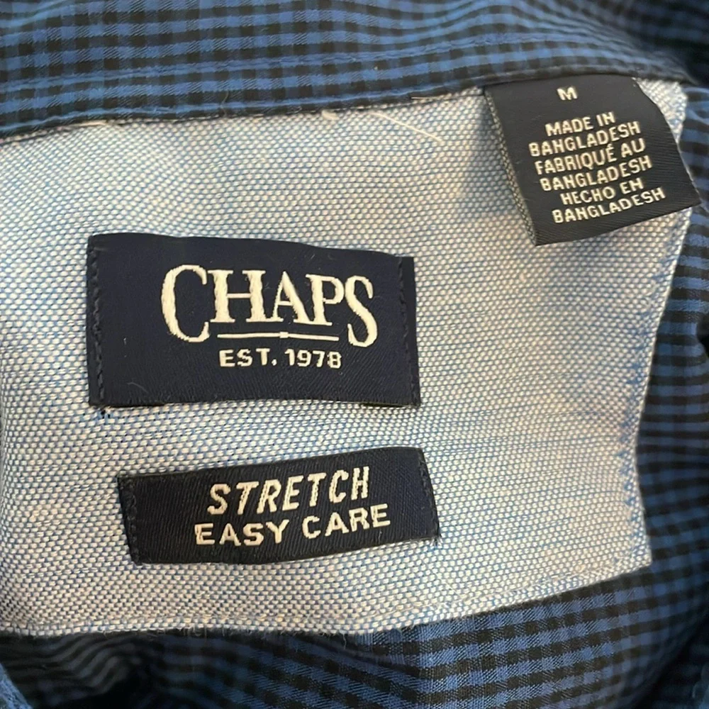 Men's Chaps navy blue/black button down shirt size M